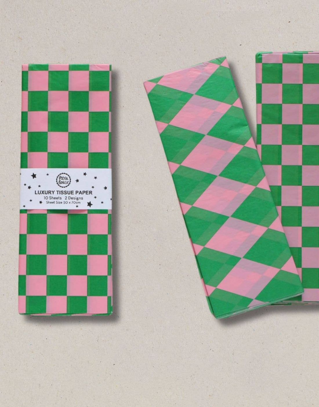 Luxury Tissue Paper | Chequerboard Diamond  Green & Pink