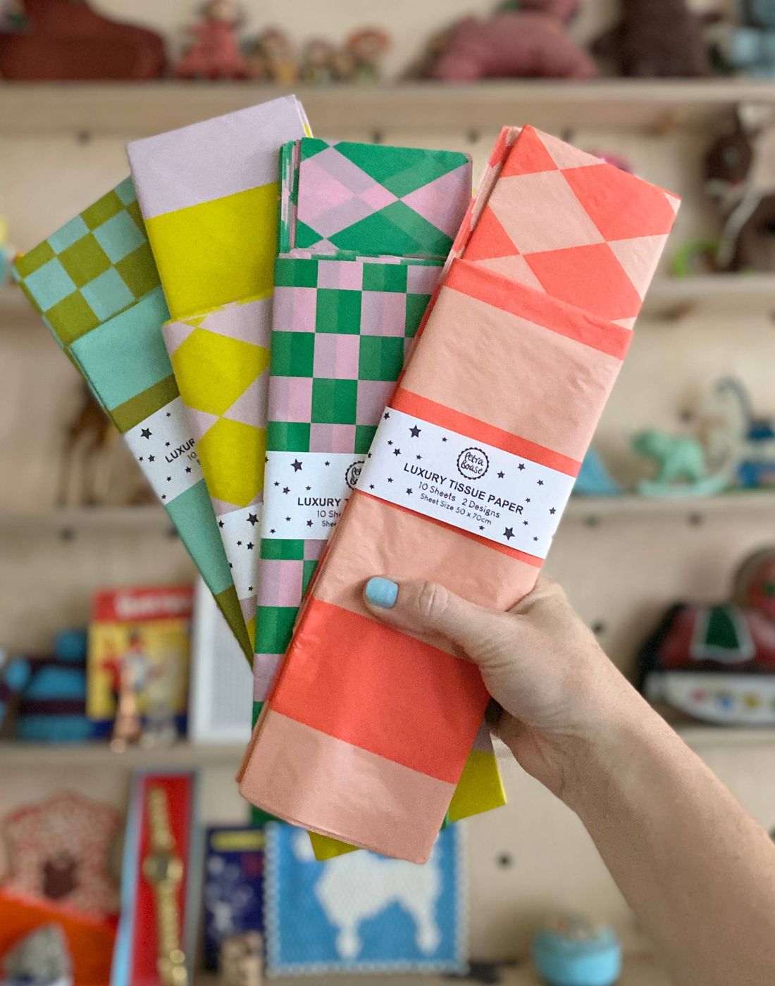 Luxury Tissue Paper | Chequerboard Diamond  Green & Pink