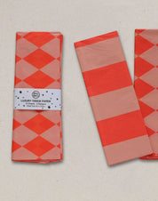 Luxury Tissue Paper | Diamond Stripe Fluoro Orange & Peach