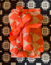 Luxury Tissue Paper | Diamond Stripe Fluoro Orange & Peach