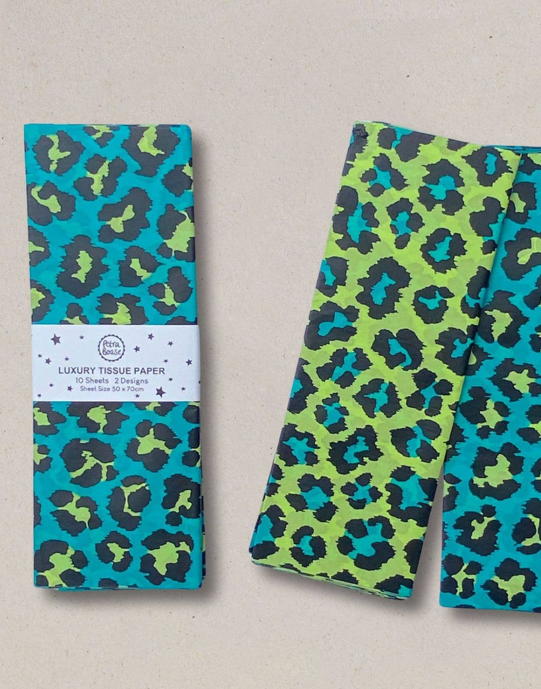 Luxury Tissue Paper / Leopard - Apple & Jade