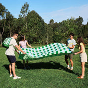 Dock & Bay picnic blanket, Apple Tart print, folded with carry pouch