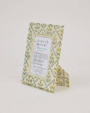 Paper Mirchi block printed picture frame, Floral Lattice Buttercream