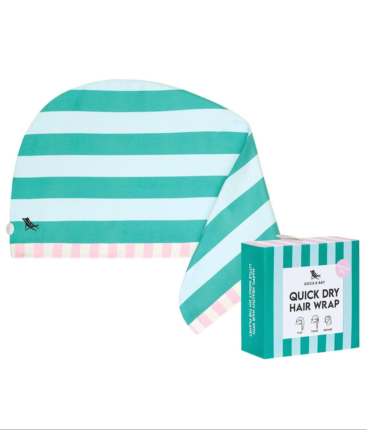 Dock & Bay hair wrap, Pastel Pier stripe, quick dry recycled fabric