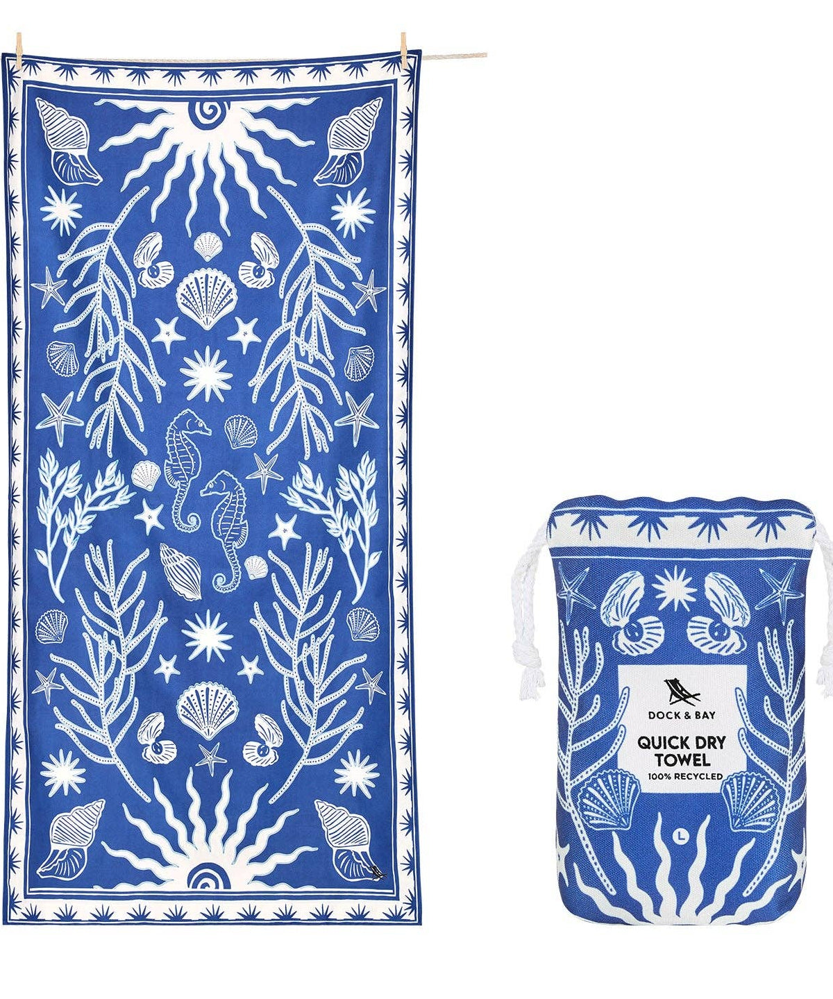 Dock & Bay quick dry towel, Ocean Treasure print, Large and Extra Large sizes