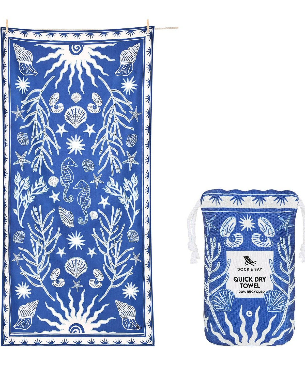 Dock & Bay quick dry towel, Ocean Treasure print, Large and Extra Large sizes