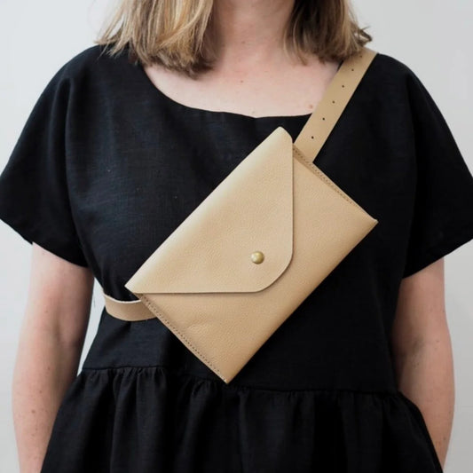'Betty' Belt Bag in Tan recycled Leather