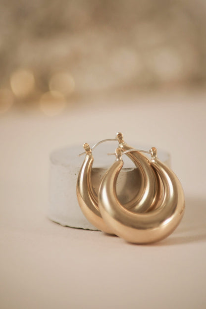 'Della' Brass and Silver Drop Hoop Earrings