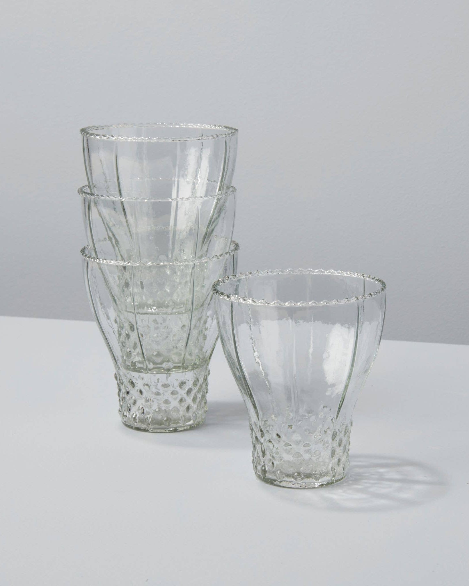 Be Home Ruffle Bell glass, clear glass with ruffled texture, sold individually