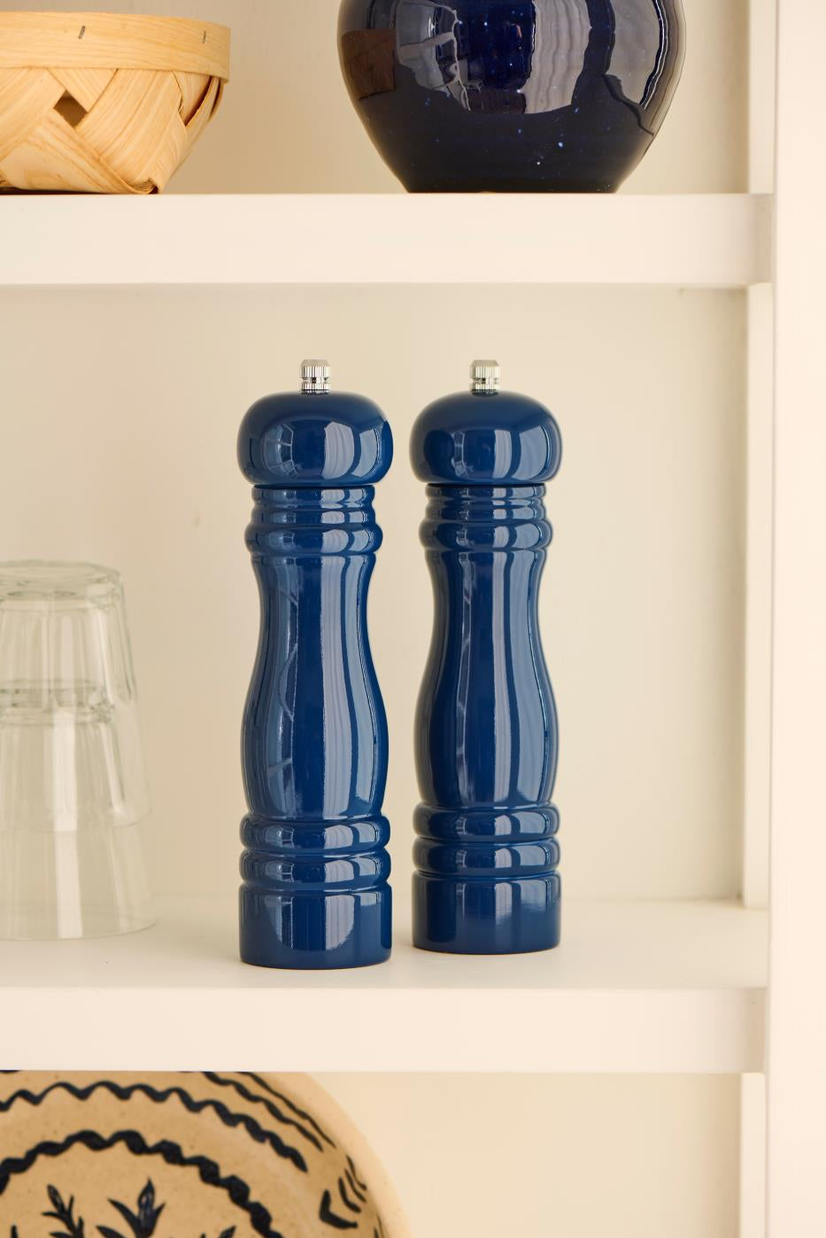 IB Laursen salt and pepper mill set, indigo, rubber wood