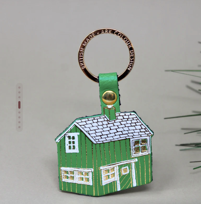 Log Cabin Leather Keyring