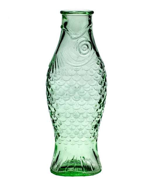The Every Space quirky Fish & Fish Green Glass Bottle, vase or carafe, by Serax in collaboration with designer Paola Navone