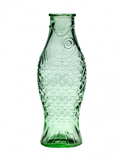 The Every Space quirky Fish & Fish Green Glass Bottle, vase or carafe, by Serax in collaboration with designer Paola Navone