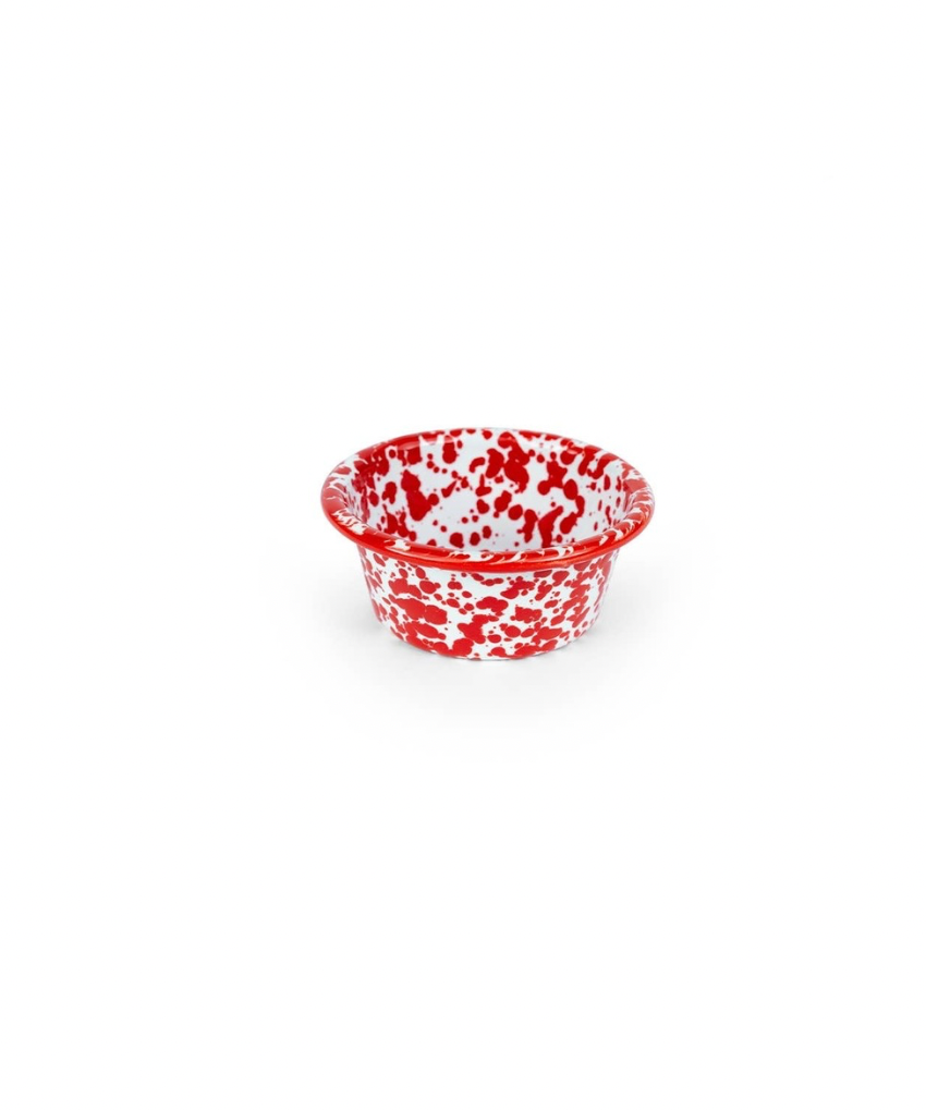 Crow Canyon Home splatter enamelware ramekin, blue and red options