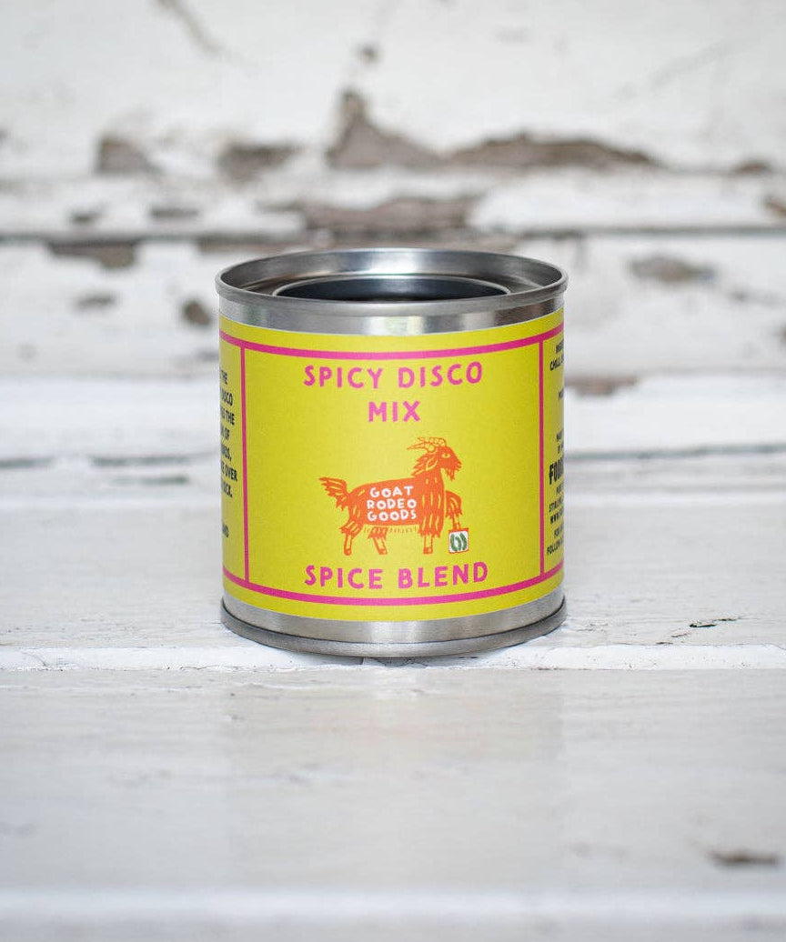 Goat Rodeo Goods Spicy Disco Mix, tin of mixed spice blend