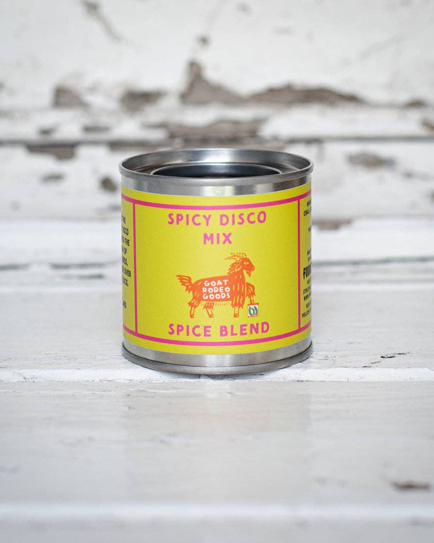 Goat Rodeo Goods Spicy Disco Mix, tin of mixed spice blend