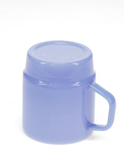 Light blue mug with a lid on a white background