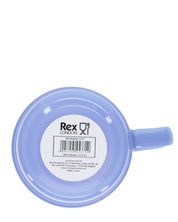 Purple pet bowl with 'Rex London' label on a white background
