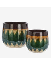 Stoneware Flower Pot in green | 2 Sizes Available