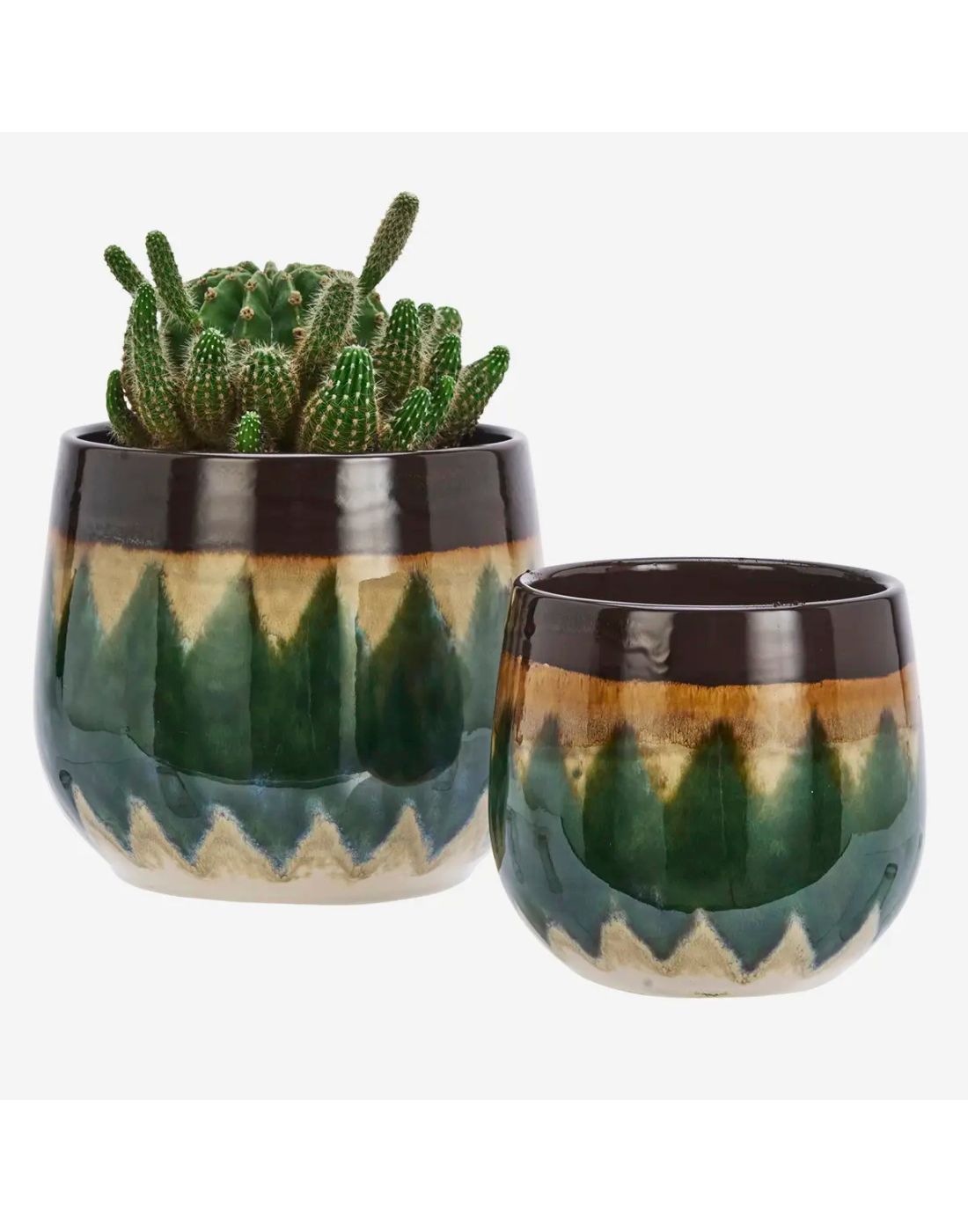 Stoneware Flower Pot in green | 2 Sizes Available