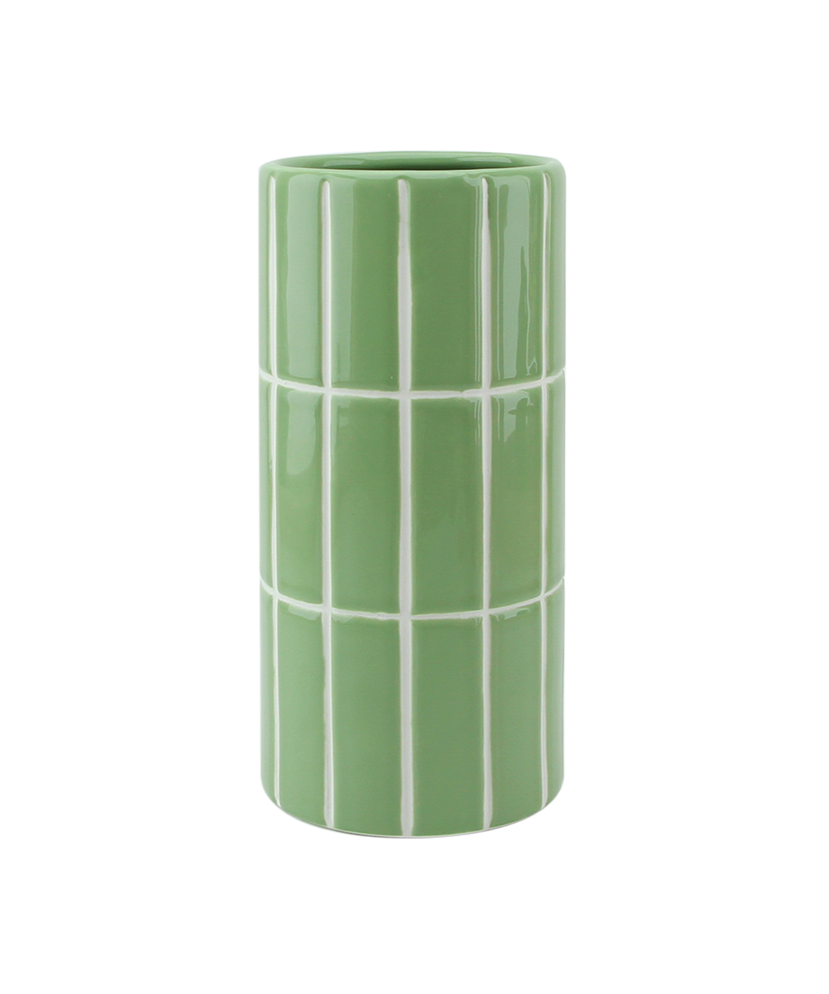 Opjet Paris matcha green stoneware vase with tile effect finish