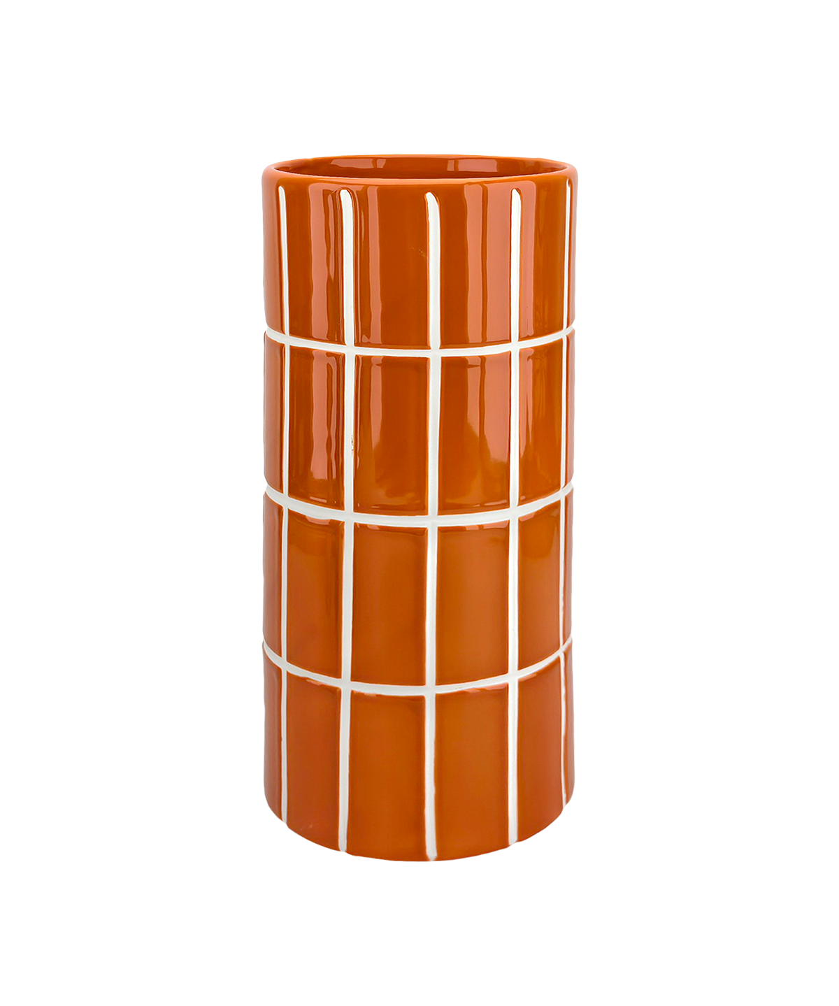 Opjet Paris orange stoneware vase with tile effect finish