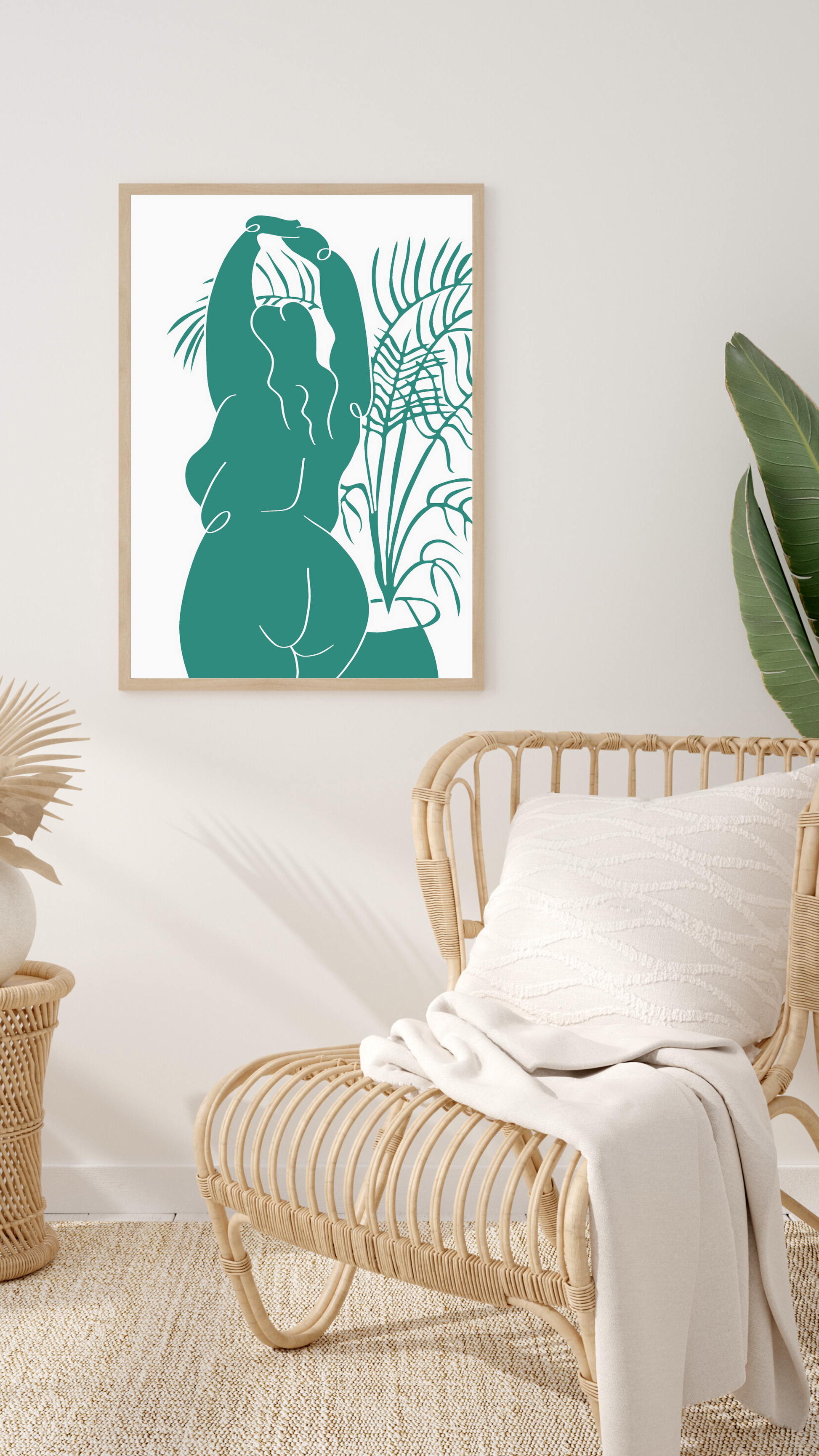 The Every Space Stretch A3 print in teal by Babes and Botanicals 