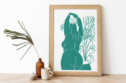 The Every Space Stretch A4 print in teal by Babes and Botanicals 