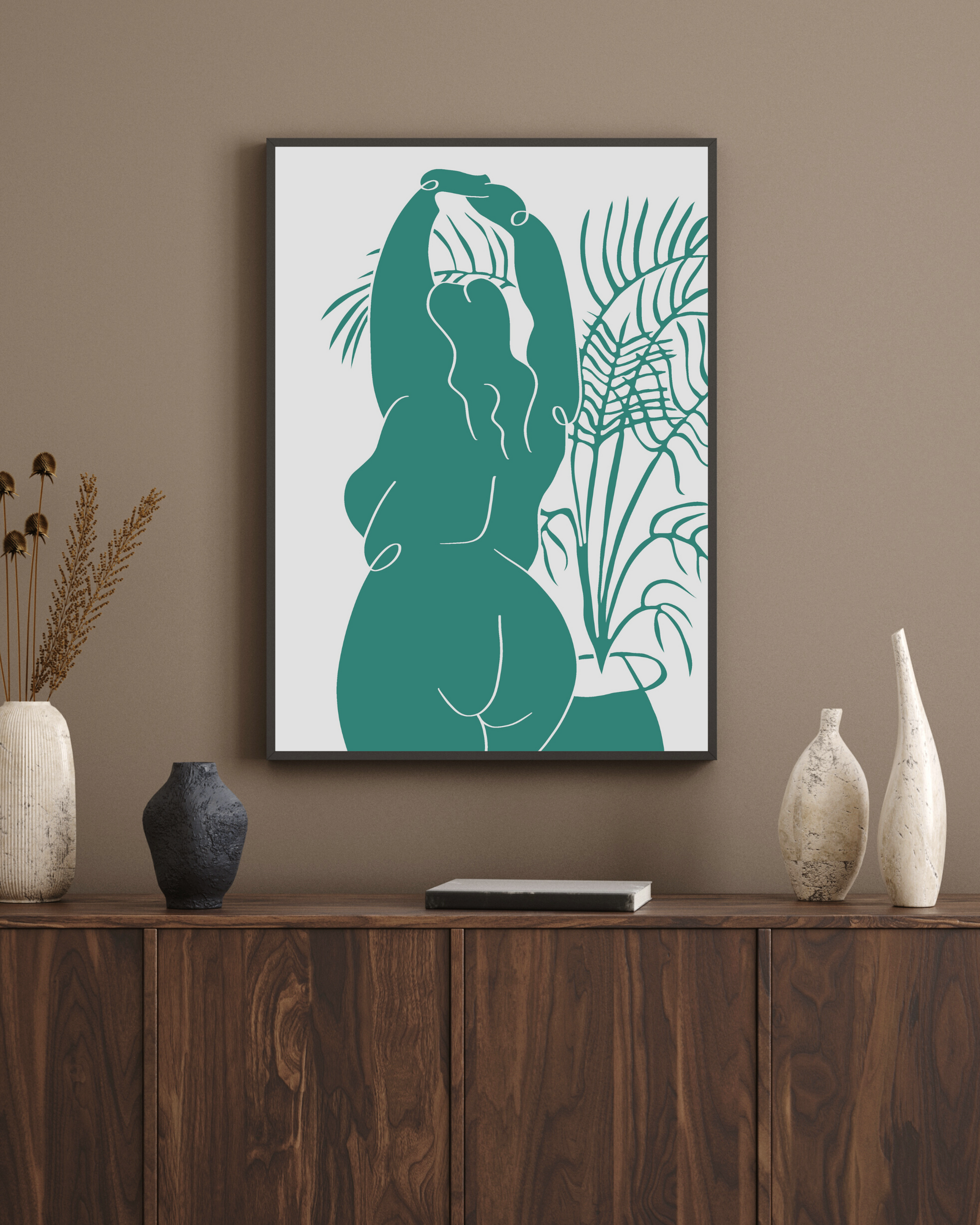 The Every Space Stretch A3 print in teal by Babes and Botanicals 
