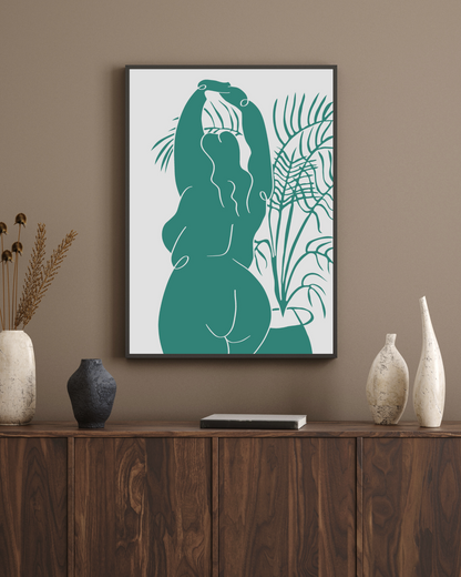 The Every Space Stretch A3 print in teal by Babes and Botanicals 