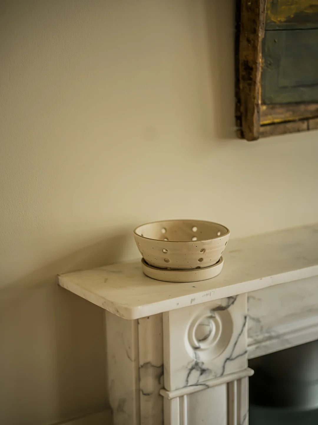 Stoneware Berry Bowl with Saucer | Weathered Oat