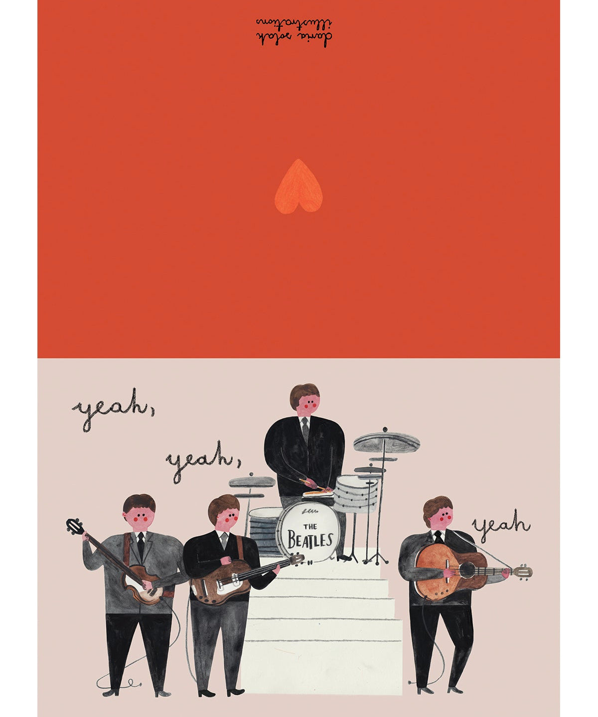Daria Solak The Beatles greeting card, hand drawn "yeah yeah yeah" design