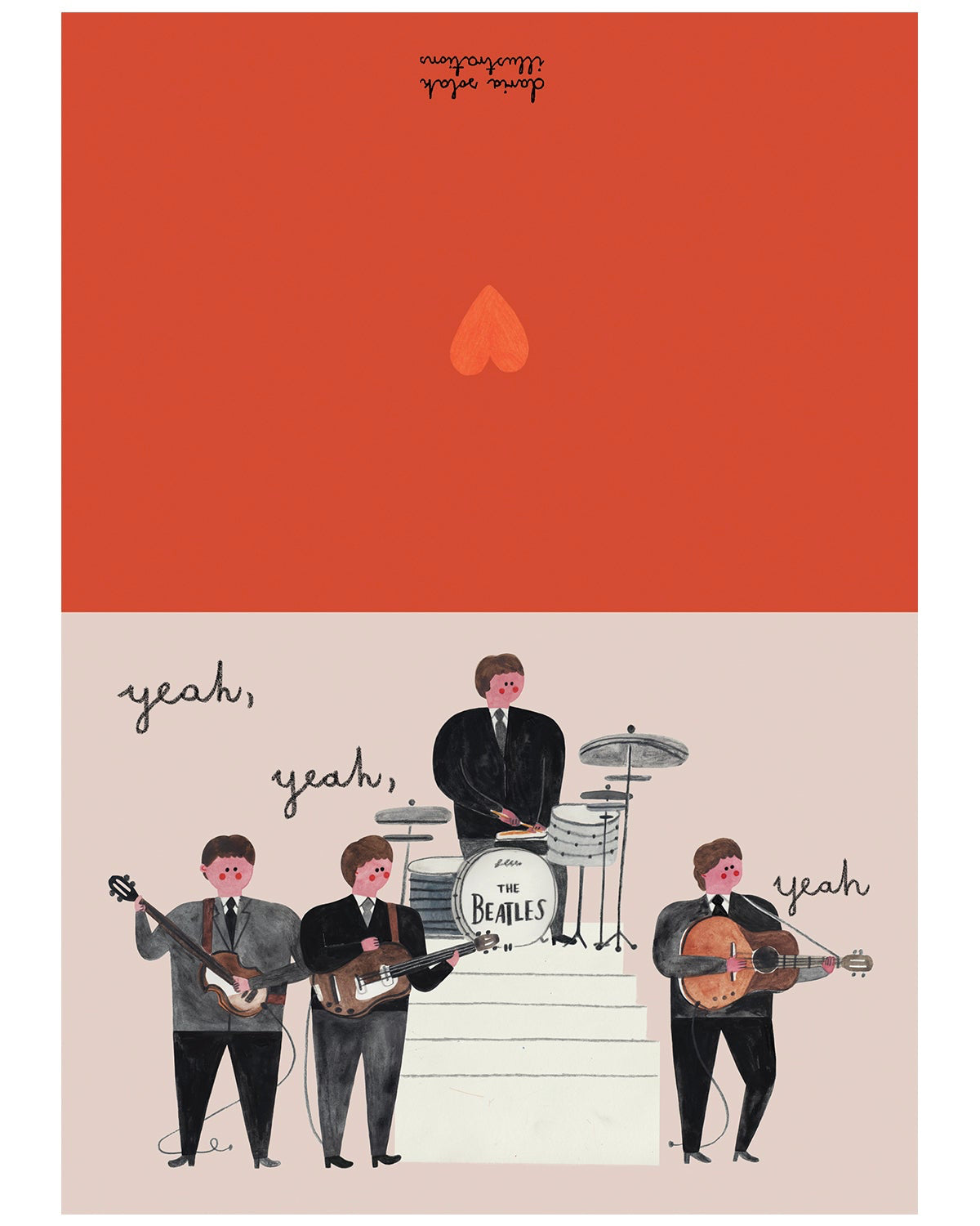 Daria Solak The Beatles greeting card, hand drawn "yeah yeah yeah" design