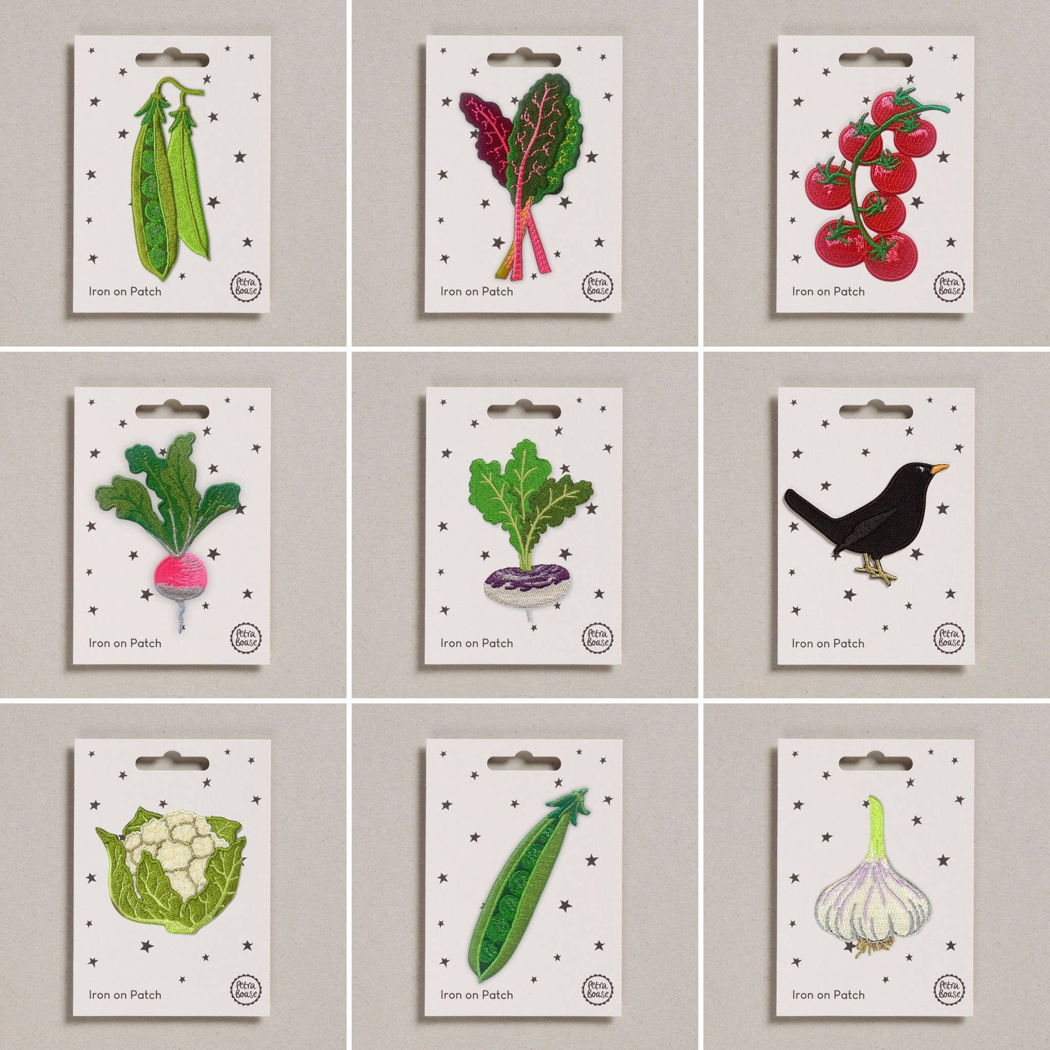 Garden related iron-on patches