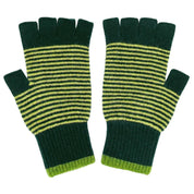 Unisex Fingerless Gloves | Lambswool Fine Stripe, Dark Green or Navy