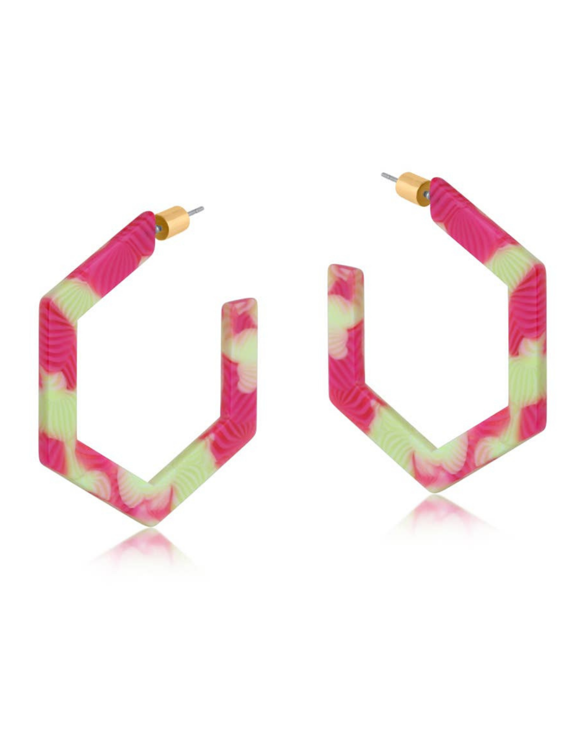 Emma Resin Hexagon Statement Hoop Earrings