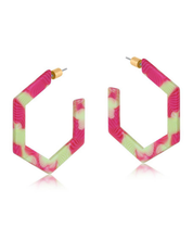 Emma Resin Hexagon Statement Hoop Earrings