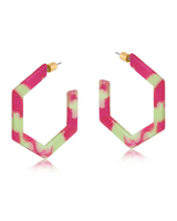 Emma Resin Hexagon Statement Hoop Earrings