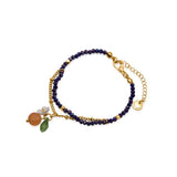 Big Metal London Beaded Bracelet Set | Navy, Tangerine Charm