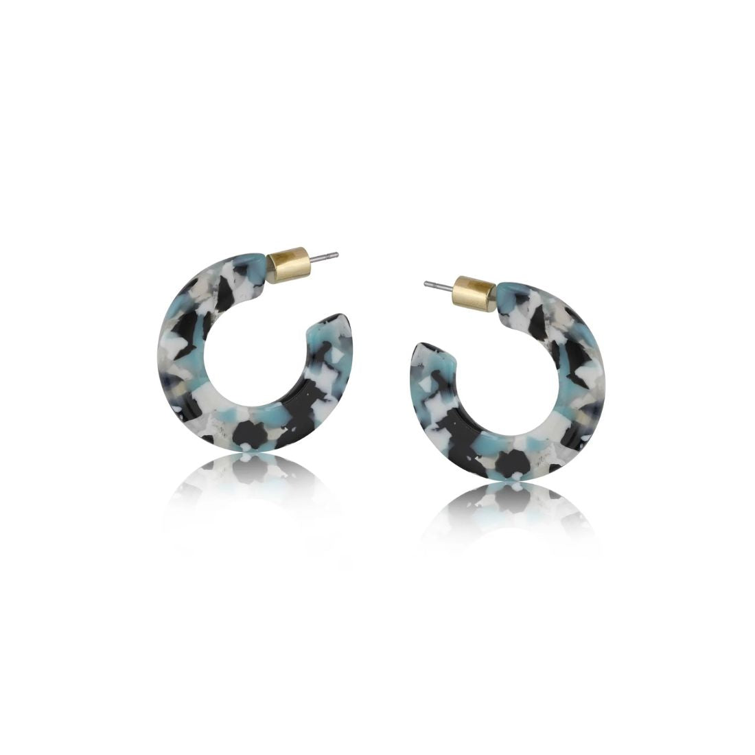 Big Metal London Chunky Resin Hoop Earrings | Blue, Black & White