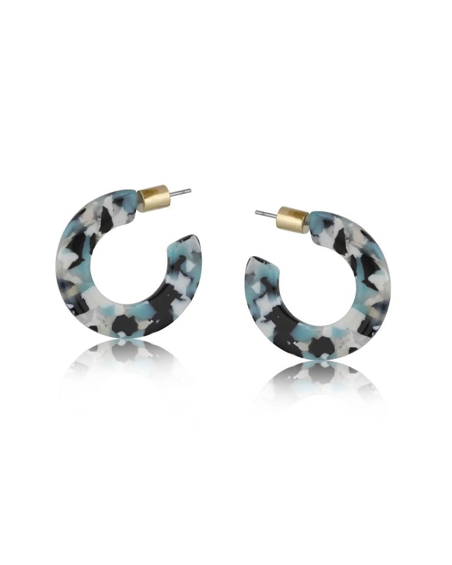 Chunky Resin Hoop Earrings | Blue, Black & White
