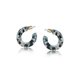 Big Metal London Chunky Resin Hoop Earrings | Blue, Black & White