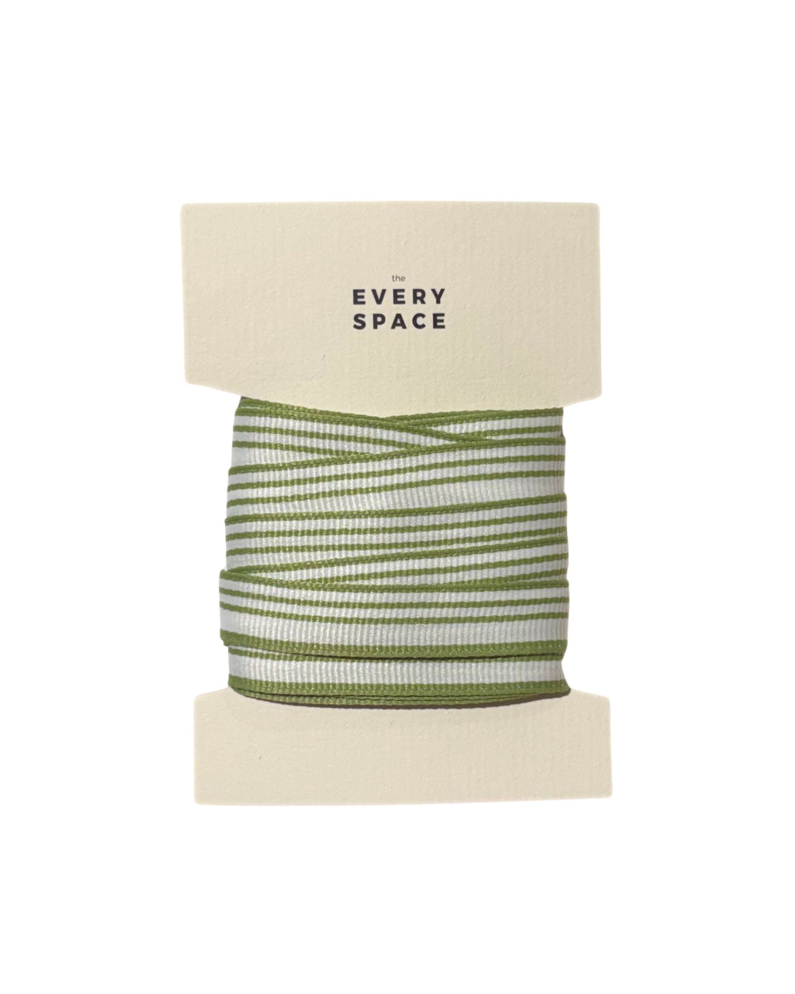 Variegated Stripe Grosgrain Ribbon | Celery & White | 12mm x 5m
