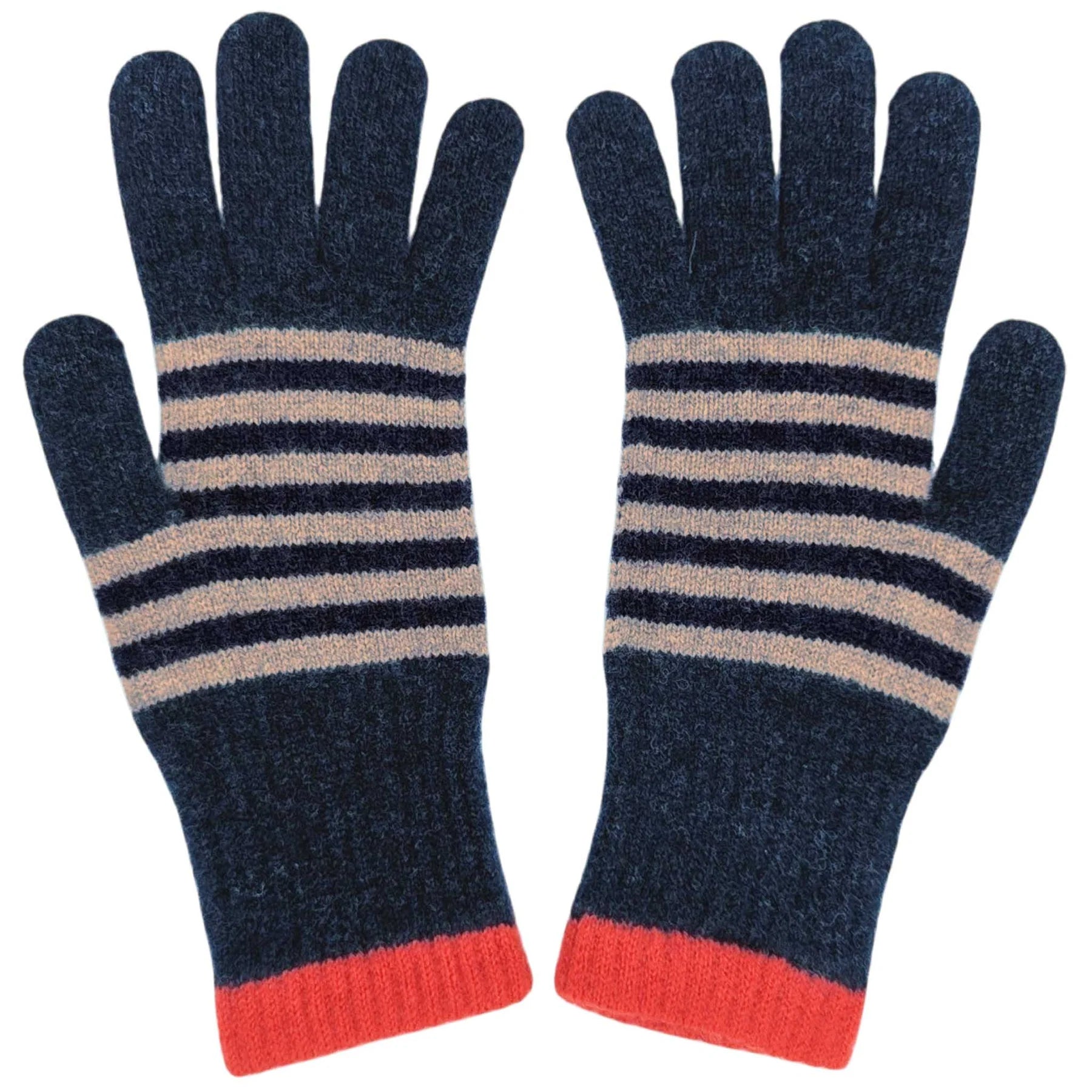 Women's Gloves | Lambswool Stripe, Extra Long Cuff