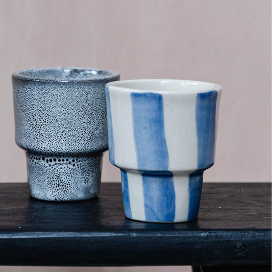 Washed Stripes Coffee Beaker | Ink