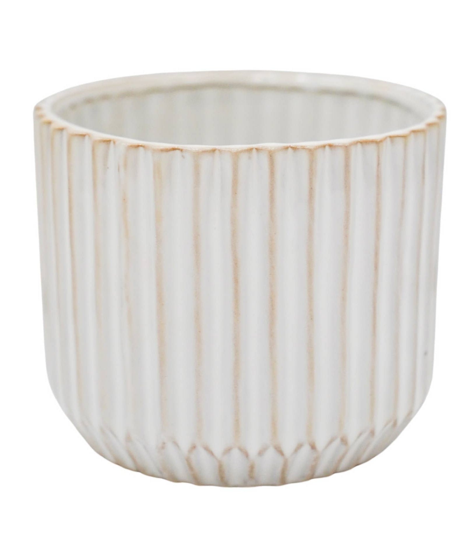 Ivyline Willow small ivory ribbed ceramic plant pot, 12cm
