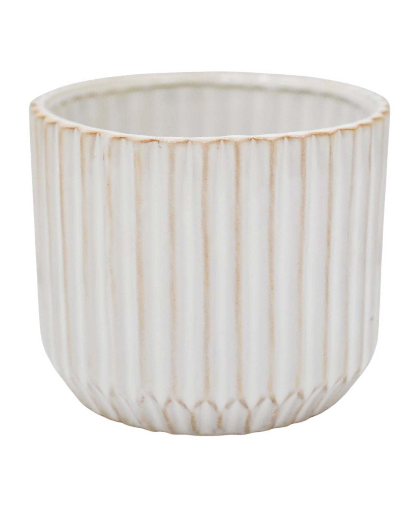 Ivyline Willow small ivory ribbed ceramic plant pot, 12cm