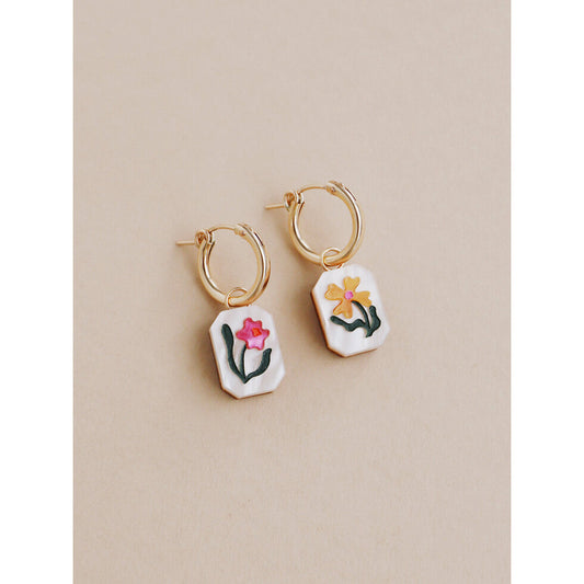 Wildflower Charm Hoops