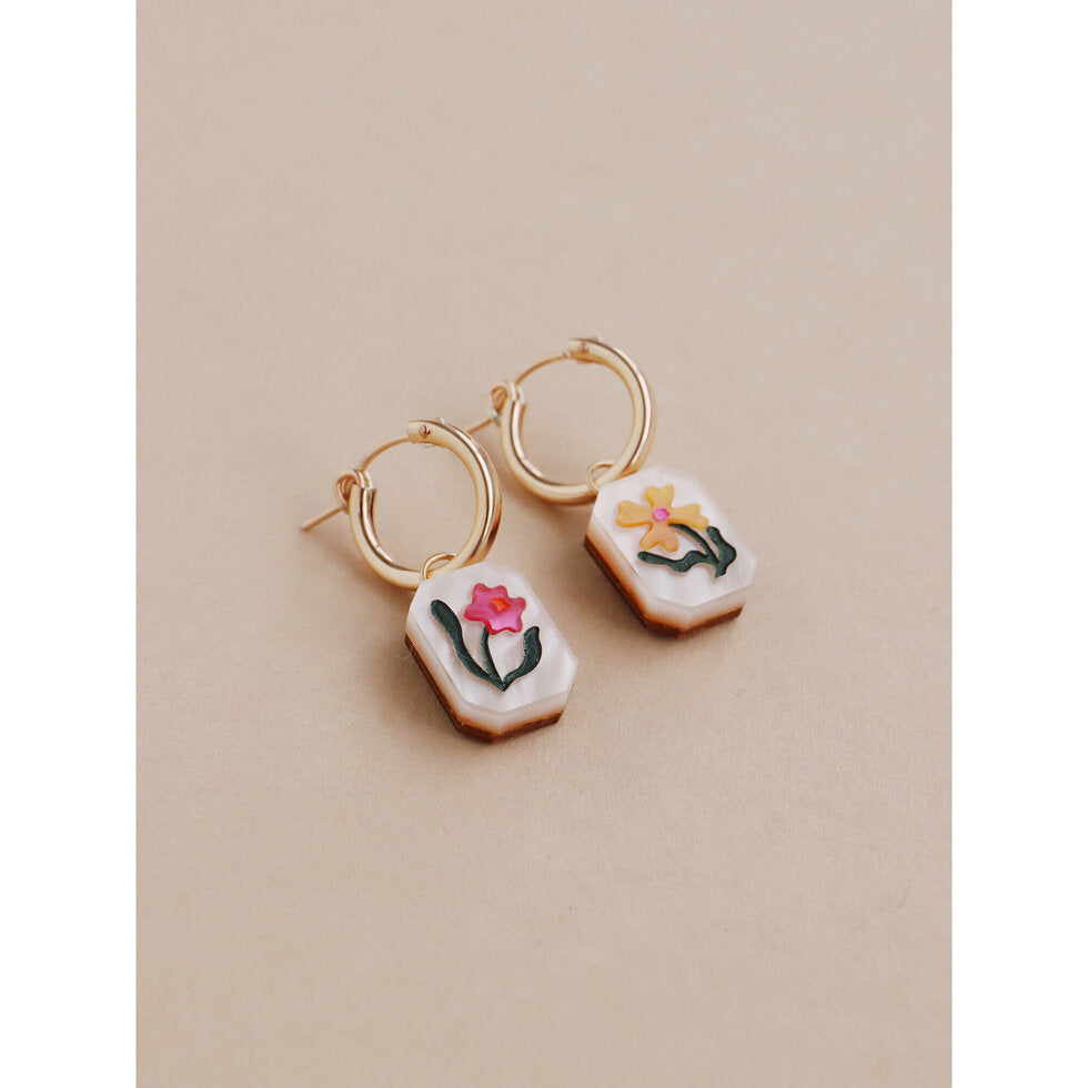 Wildflower Charm Hoops