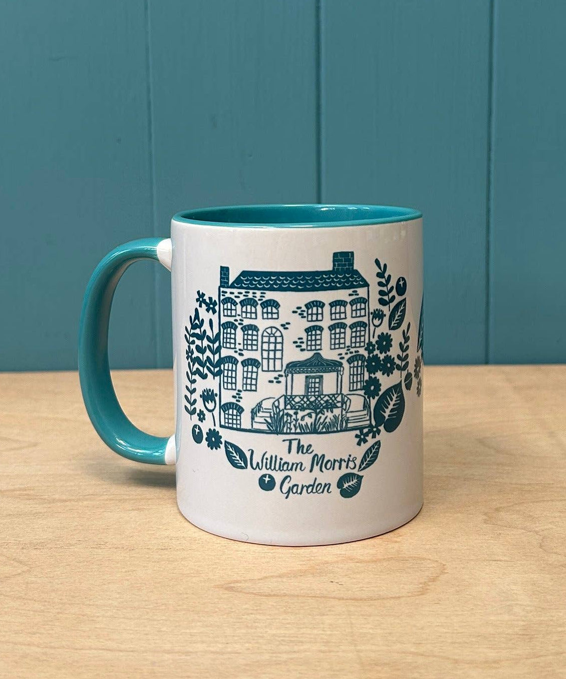 Siobhan Watt William Morris Garden ceramic mug, hand printed botanical design